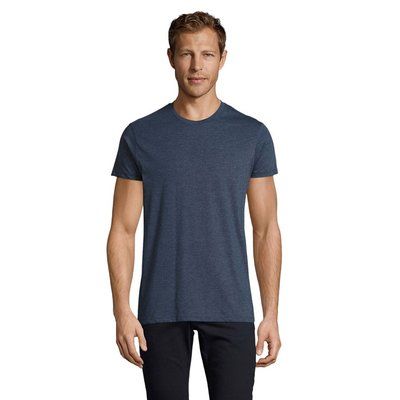 Camiseta Entallada Hombre Algodón Denim Jaspeado L