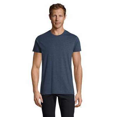 Camiseta Entallada Hombre Algodón Denim Jaspeado M