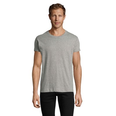 Camiseta Entallada Hombre Algodón Gris Jaspeado L