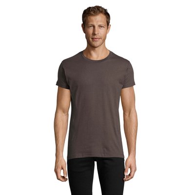 Camiseta Entallada Hombre Algodón Gris Oscuro M