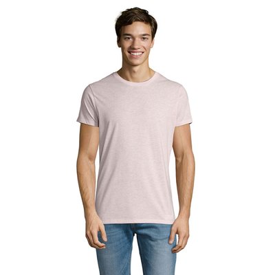 Camiseta Entallada Hombre Algodón Rosa Jaspeado L