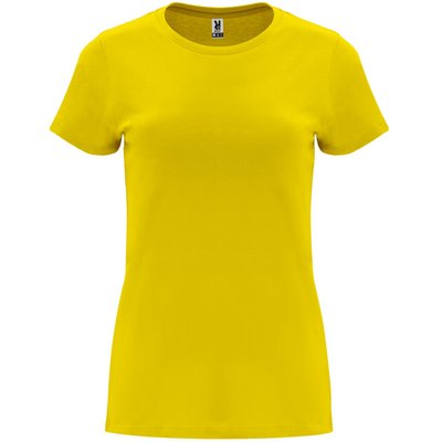 Camiseta entallada de manga corta con cuello redondo Amarillo M