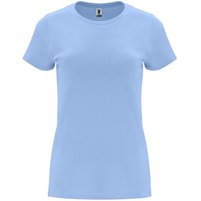 Camiseta entallada de manga corta con cuello redondo Celeste M