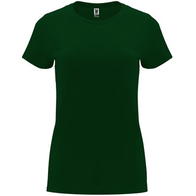 Camiseta entallada de manga corta con cuello redondo VERDE BOTELLA M