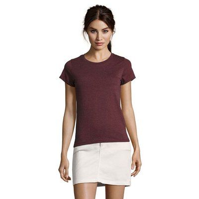 Camiseta Fit Mujer 150g Burdeos Jaspeado XL