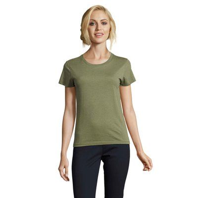 Camiseta Fit Mujer 150g Caqui Jaspeado XL