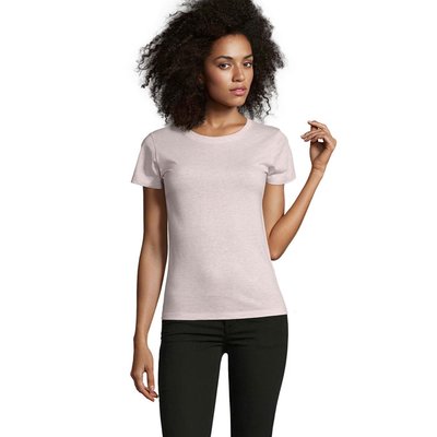 Camiseta Fit Mujer 150g Rosa Jaspeado L
