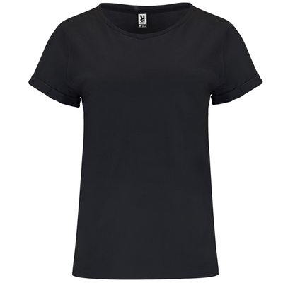 Camiseta Holgada Manga Dobladillo Negro L