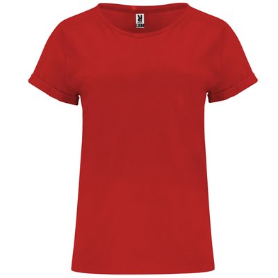 Camiseta Holgada Manga Dobladillo Rojo L