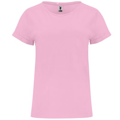 Camiseta Holgada Manga Dobladillo Rosa Claro L