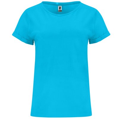 Camiseta Holgada Manga Dobladillo Turquesa 3XL
