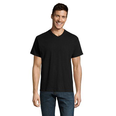 Camiseta Hombre Algodón Cuello Pico Negro Profundo XL
