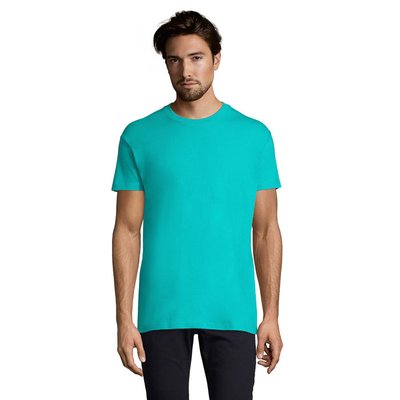 Camiseta Hombre Tubular 100% Algodón Azul Caribe XXL