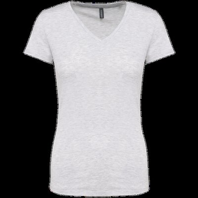 Camiseta de manga corta cuello pico mujer Ash Heather L