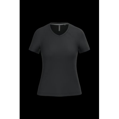 Camiseta de manga corta cuello pico mujer Black Xxl