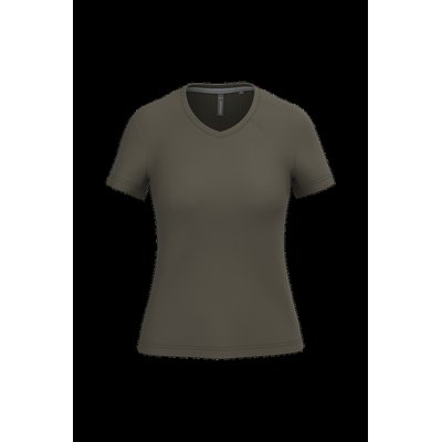 Camiseta de manga corta cuello pico mujer Dark Khaki Xl