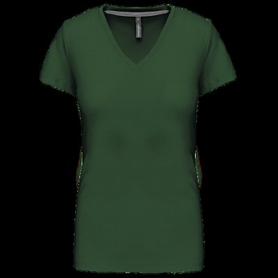 Camiseta de manga corta cuello pico mujer Forest Green 3XL