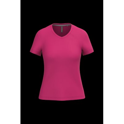 Camiseta de manga corta cuello pico mujer Fuchsia M