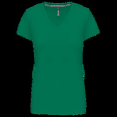 Camiseta de manga corta cuello pico mujer Kelly Green M