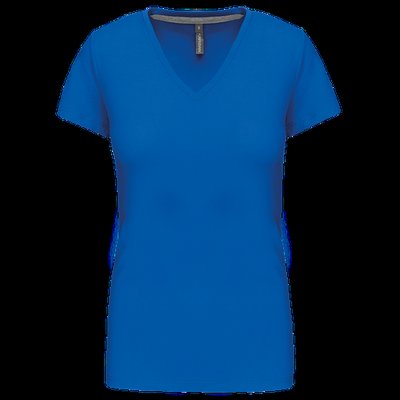 Camiseta de manga corta cuello pico mujer Light Royal Blue XL