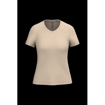 Camiseta de manga corta cuello pico mujer Light Sand L