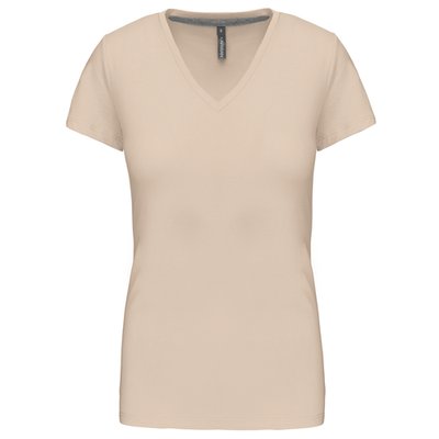 Camiseta de manga corta cuello pico mujer Light Sand XL