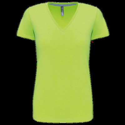 Camiseta de manga corta cuello pico mujer Lime XL