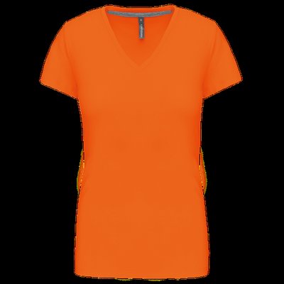 Camiseta de manga corta cuello pico mujer Orange 3XL