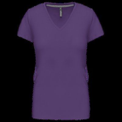 Camiseta de manga corta cuello pico mujer Purple S