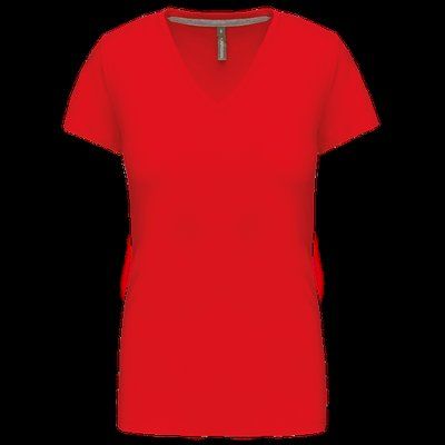 Camiseta de manga corta cuello pico mujer Red 3XL