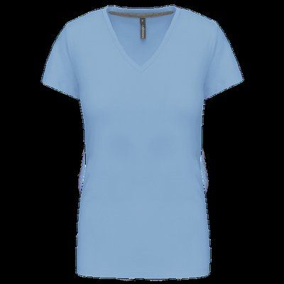 Camiseta de manga corta cuello pico mujer Sky Blue L