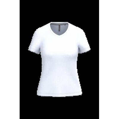 Camiseta de manga corta cuello pico mujer White L