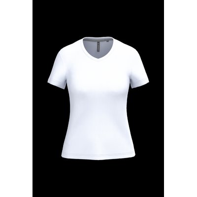 Camiseta de manga corta cuello pico mujer White M