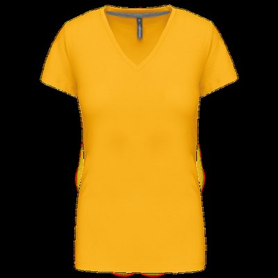 Camiseta de manga corta cuello pico mujer Yellow L