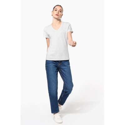 Camiseta de manga corta cuello pico mujer