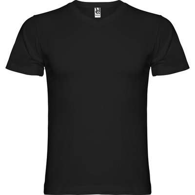Camiseta manga corta escote en pico tubular Negro L
