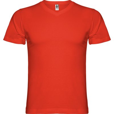 Camiseta manga corta escote en pico tubular Rojo 2XL