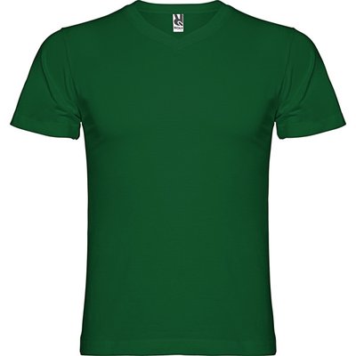 Camiseta manga corta escote en pico tubular Verde Botella M