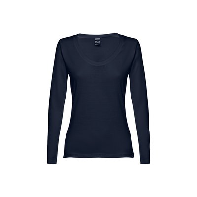 Camiseta manga larga ajustada para mujer Azul Marino XXL