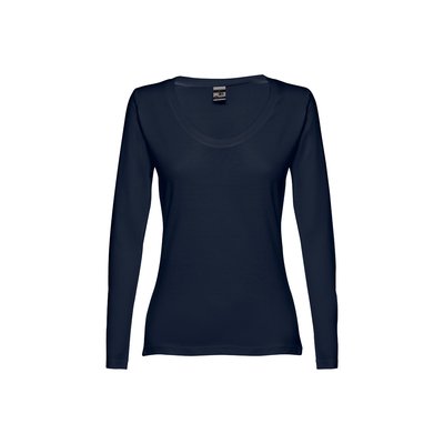 Camiseta manga larga ajustada para mujer Azul XL