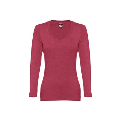 Camiseta manga larga ajustada para mujer Rojo matizado L