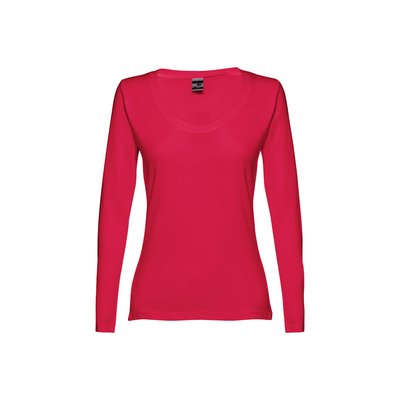 Camiseta manga larga ajustada para mujer Rojo S