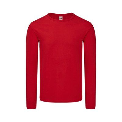 Camiseta Manga Larga Algodón Peinado Roj L