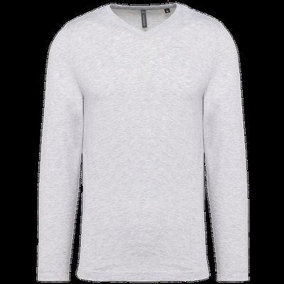 Camiseta de manga larga con cuello de pico Ash Heather 4XL