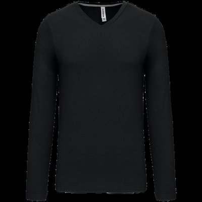 Camiseta de manga larga con cuello de pico Black L