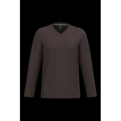 Camiseta de manga larga con cuello de pico Chocolate S