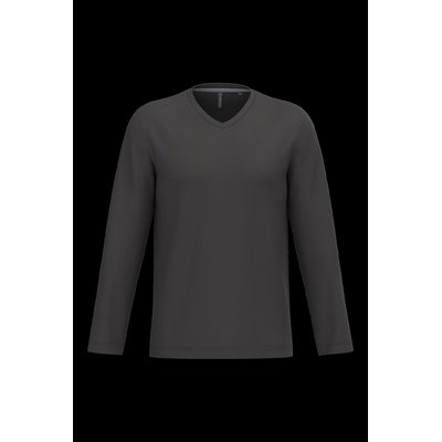 Camiseta de manga larga con cuello de pico Dark Grey 4Xl