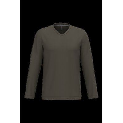 Camiseta de manga larga con cuello de pico Dark Khaki M