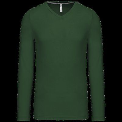 Camiseta de manga larga con cuello de pico Forest Green XL