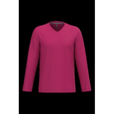 Camiseta de manga larga con cuello de pico Fuchsia S